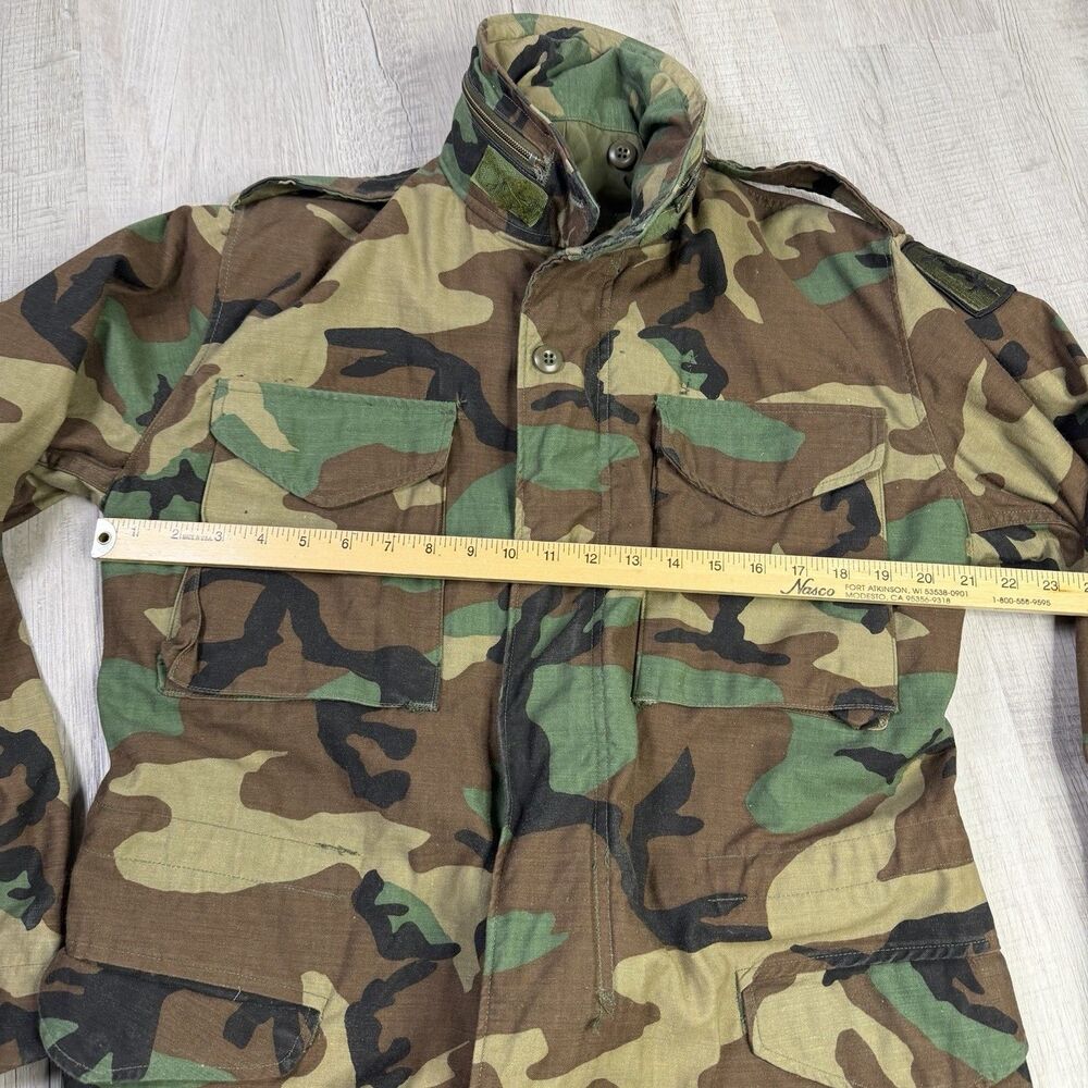 Vintage Military M65 Field Coat Jacket Small Short Cold Weather Woodland Camo - Picture 10 of 13